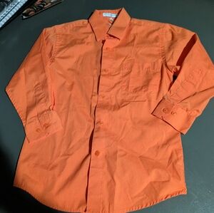 Berlioni Italy Boys Size 8 Orange Button Up EUC